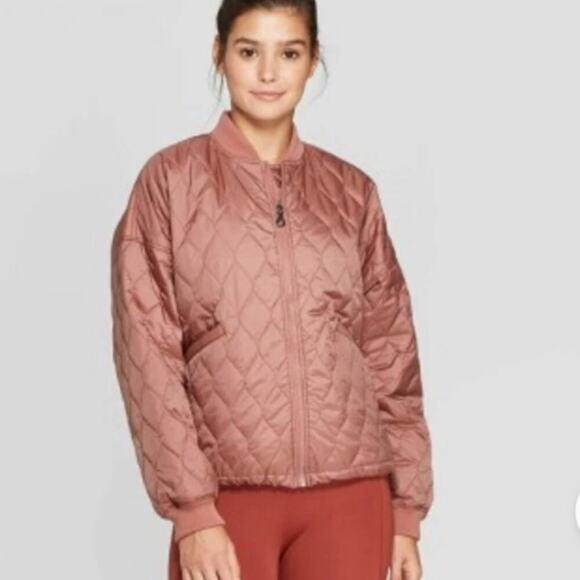 JoyLab Quilted Windbreaker Jacket Water Resistant Dusty Pink Size M - Picture 8 of 8